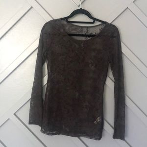 Anthropologie Sheer Lace Long Sleeve